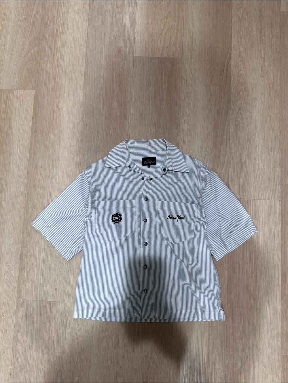 Broken Planet White Striped Button Up